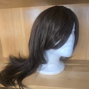 Synthetic long Brown Wig with Curtain Bangs